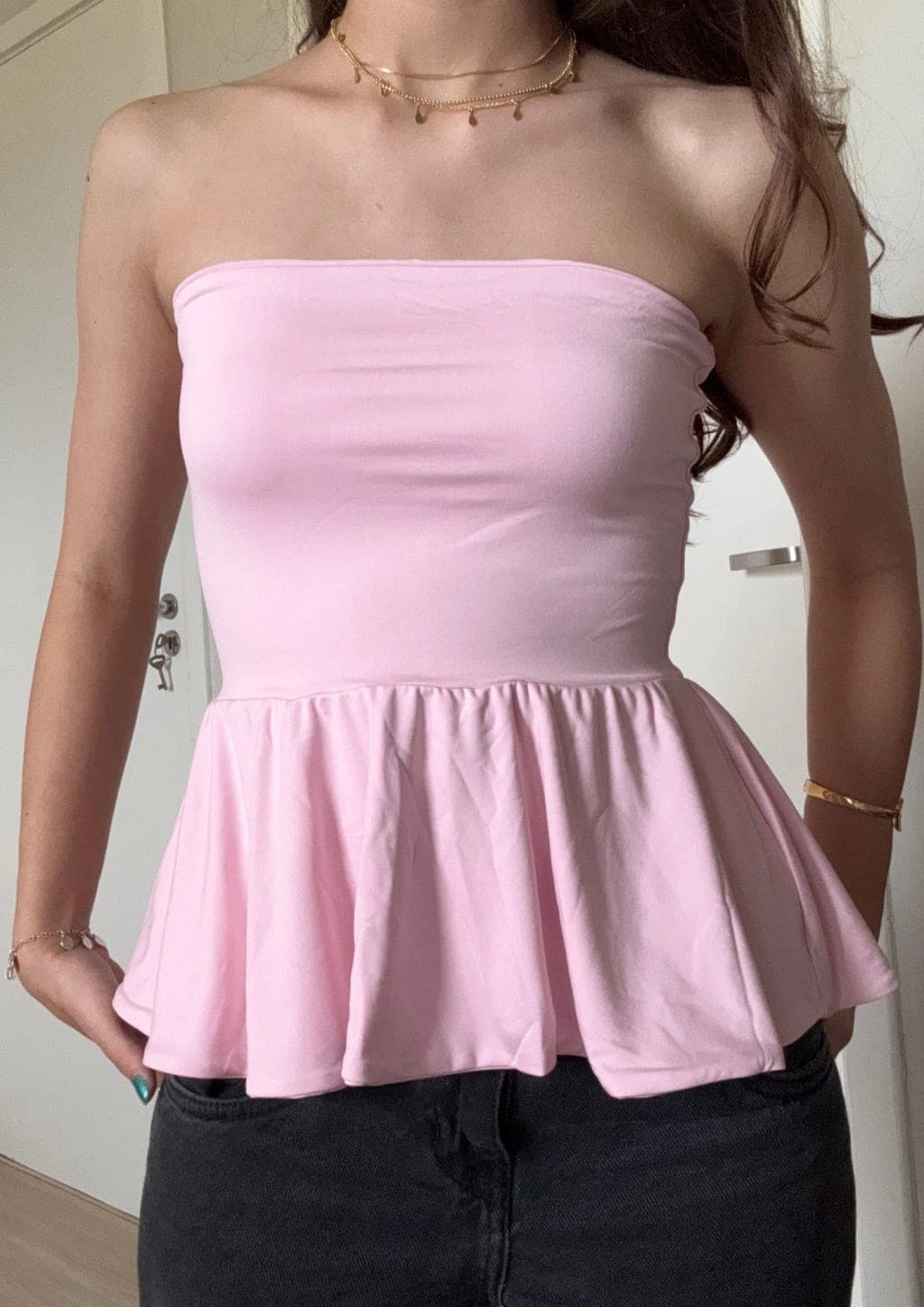 Bata Peplum Rosa Bebê