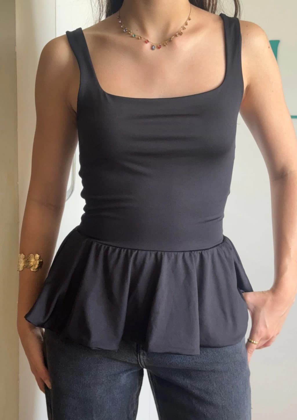 Bata Peplum com alça Preta